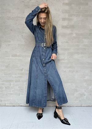 Light denim maxi kjole Mid Blue Vintage J1611 Ganni 